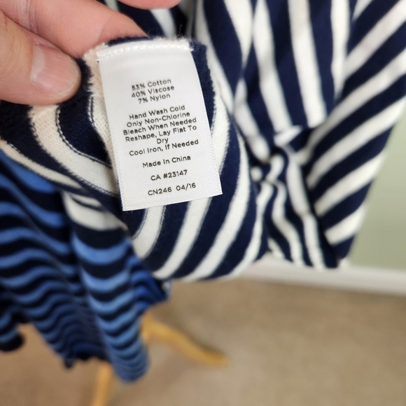 NWT Talbots Nautical Striped Blue White Cape Poncho Wrap Open Front - Picture 6 of 6